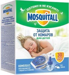 MOSQUITALL Комплект Нежная Защита для Детей от Комаров (Электрофумигатор+Жидкость 30 ночей) 30мл