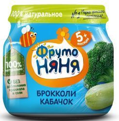 ФрутоНяня Пюре из Брокколи и Кабачков {с 5 мес} 110г.