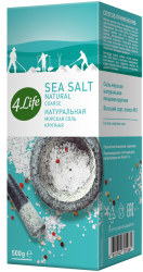 4 LIFE Соль Морская Крупная Натуральная (картон) 500г