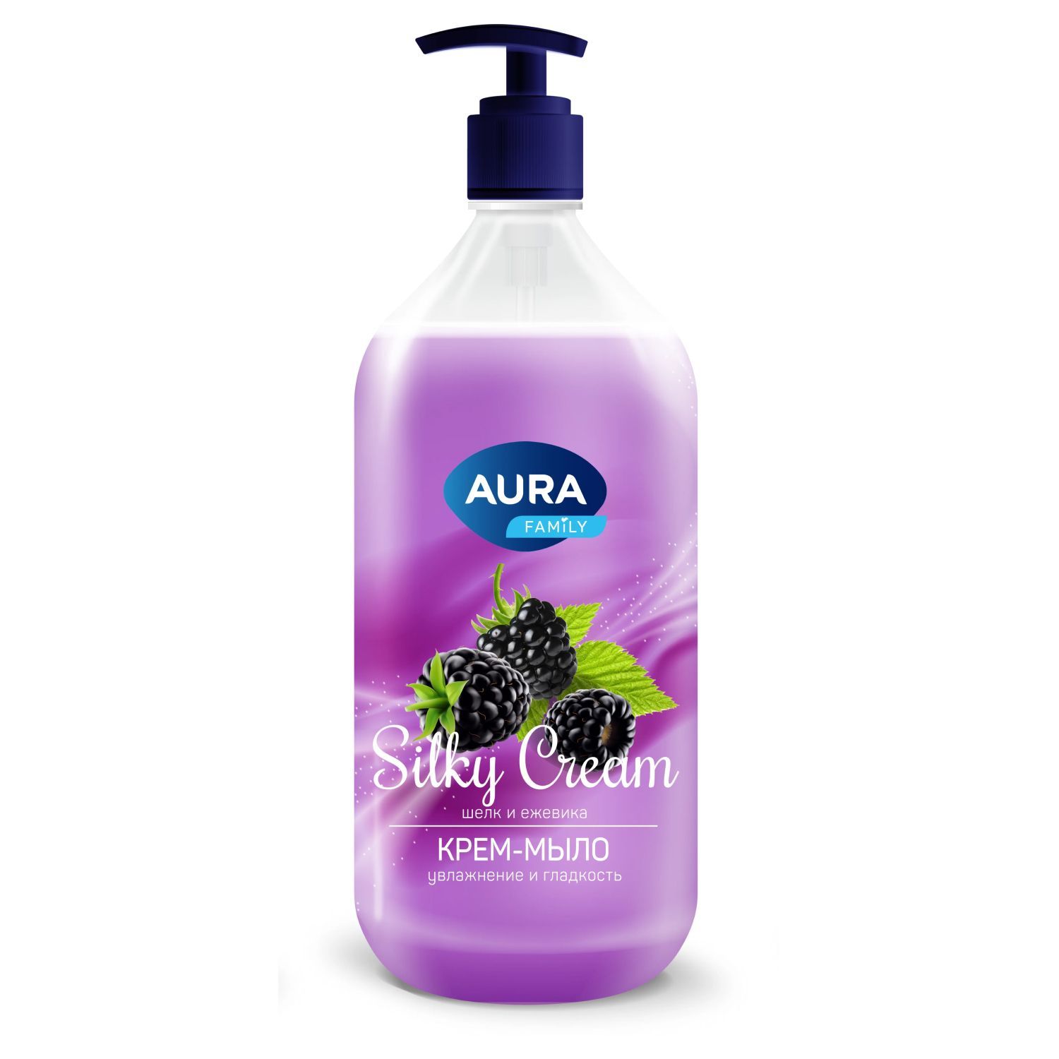 Aura Silky Cream Крем-мыло Шелк и Ежевика {дозатор} 1л - Юг-market