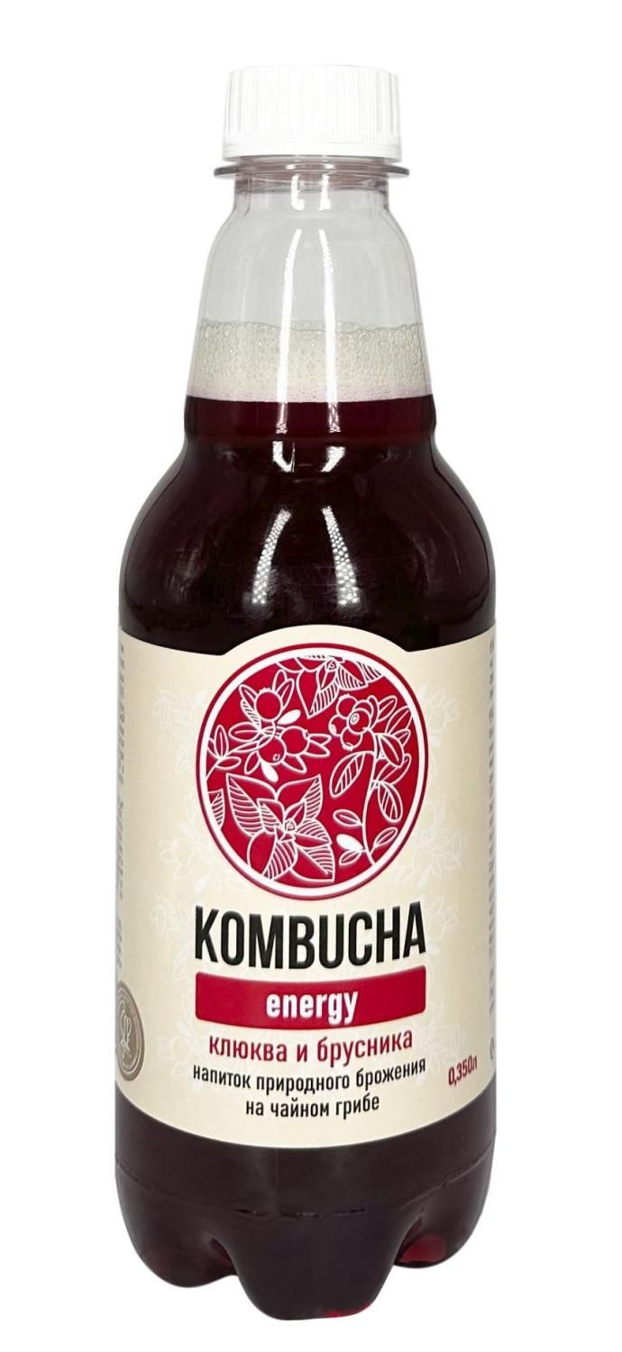 KOMBUCHA ENERGY Напиток на Чайном Грибе Клюква-Брусника-Мята 0,350л -  Юг-market