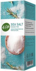 4 LIFE Соль Морская Мелкая Йодированная (картон) 500г