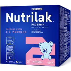 NUTRILAK Premium 2 {3 350г} - Молочная Смесь {с 6 мес} с Пребиотиками и Нуклеотидами 1050г