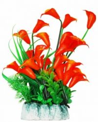 Уют Растение аквариумное, оранжевые цветы, 24 см