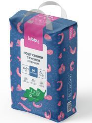 Lubby Premium Трусики -Подгузники (M) 48шт 6-11кг