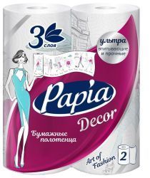 Papia Полотенца бумажные DECOR 3сл 2рул (85 листов)