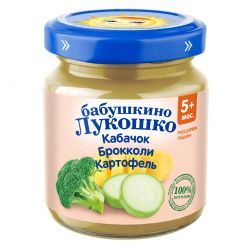 БАБУШКИНО ЛУКОШКО Пюре Кабачок,Капуста Брокколи и Картофель {с 5 мес} , б/сах., б/соли 100г