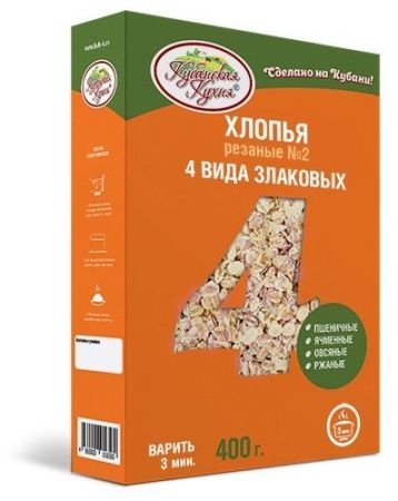 КУБАНСКАЯ КУХНЯ 4 Злака Хлопья N2 (картон) 400г