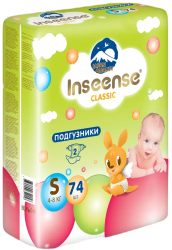 Inseense Classic Plus Подгузники S (74шт) (салатовая) 4-8кг