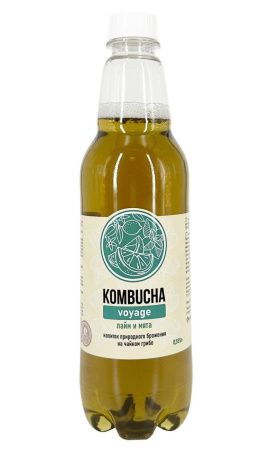 KOMBUCHA VOYAGE+ Напиток на Чайном Грибе Цитрус и Мята 0,555л