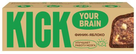 KICK YOUR BRAIN Батончик Финиковый с Яблоком и Корицей в Тёмном Шоколаде 45гр