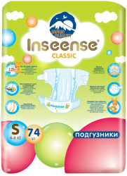 Inseense Classic Plus Подгузники S (74шт) (салатовая) 4-8кг