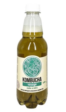 KOMBUCHA VOYAGE Напиток на Чайном Грибе Лайм и Мята 0,350л