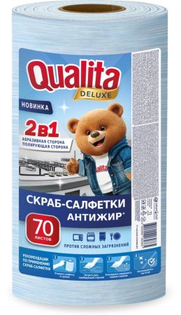 Qualita DELUXE Скраб-салфетки в рулоне 70шт 1рул=70шт