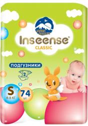 Inseense Classic Plus Подгузники S (74шт) (салатовая) 4-8кг